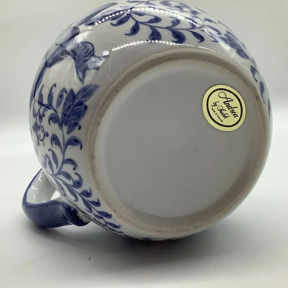 Andrea By Sadek Small Blue and White Pitcher/